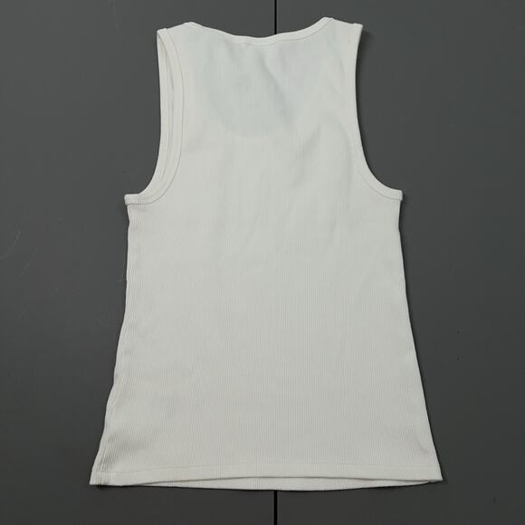 Aritzia Sunday Best Ribbed Tank Top Womens S White Ribbed Cotton Knit Sleeveless - Picture 2 of 10